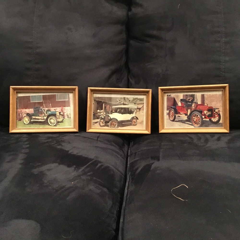 Postcards. Framed . Antique cars by Pennzoil. Vintage